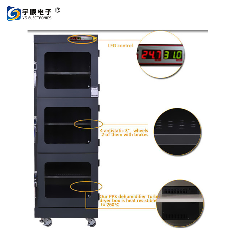 Chine Boîte sèche déshydratante 624L de stockage de composants électroniques avec 5 étagères usine 	 Boîte sèche déshydratante 624L de stockage de composants électroniques avec 5 étagères